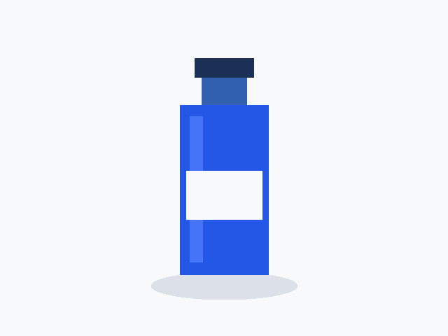 Original illustration of a fully framed blue bottle against a light background